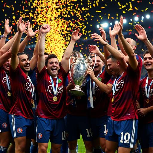 Celebration di una squadra che ha vinto la Champions League