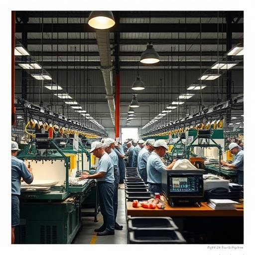 Fabbrica con operai al lavoro