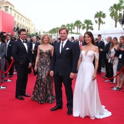 Il red carpet del Festival del Cinema di Venezia con celebrit&radic;&dagger; e fotografi.