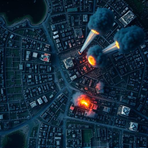 Immagine satellitare di una citt&radic;&dagger; ucraina colpita da bombardamenti