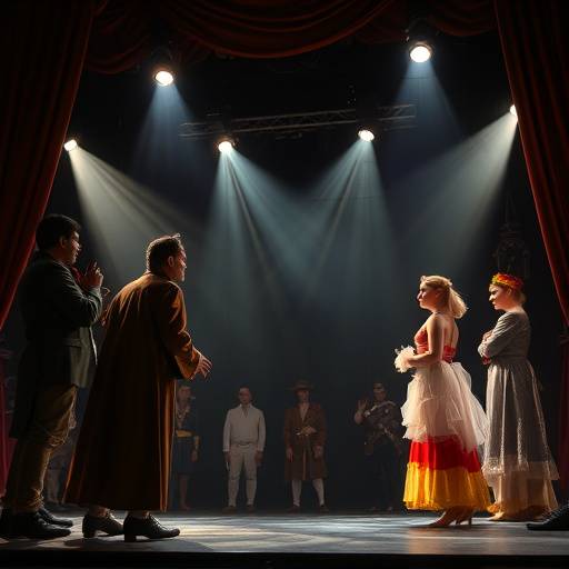 Un'immagine di scena dello spettacolo con gli attori in costume.