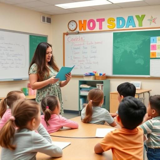 Un insegnante che spiega una lezione a una classe di bambini, evidenziando il ruolo cruciale degli educatori nella societ&radic;&dagger;.